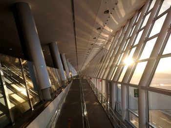 Corridor of an airport during sunset with light and soft colors