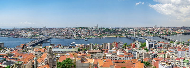 High angle view of townscape against sky