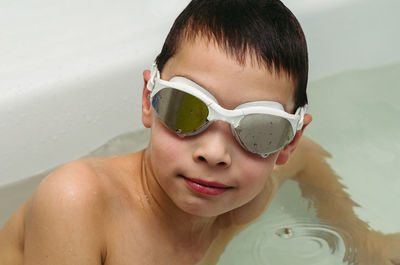 Portrait of boy wearing sunglasses