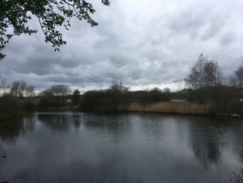 Scenic view of lake against sky