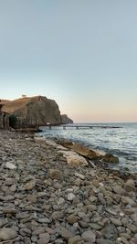 Scenic view of sea against clear sky