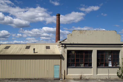 Low angle view of old building against sky