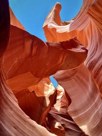 Beautiful and scenic rock formations hiking in the lower antelope canyon slot canyon