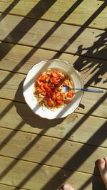 High angle view of food on cutting board