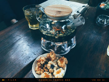 High angle view of food on table