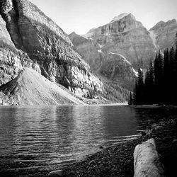 Scenic view of river and mountains