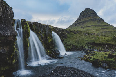 Scenic view of waterfall