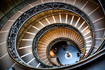 High angle view of spiral staircase