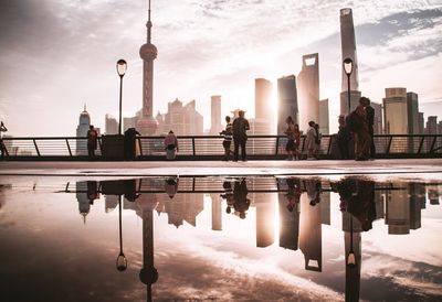 Reflection of buildings in city