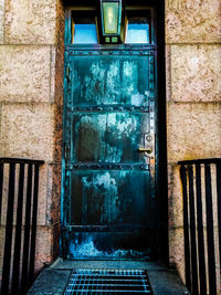 Closed door of old building