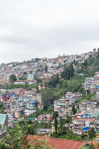 High angle view of townscape against sky