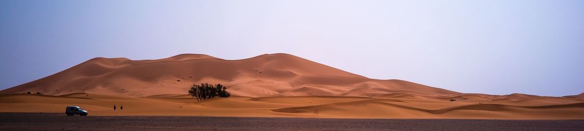 Panoramic view of desert against clear sky