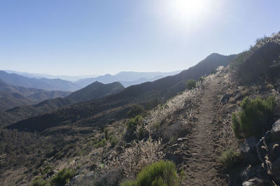 Scenic view of mountains against clear sky