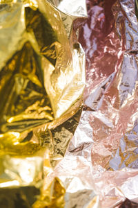 High angle view of crumpled foil