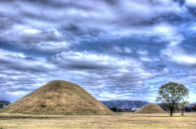 Scenic view of landscape against cloudy sky