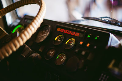 Close-up of car dashboard