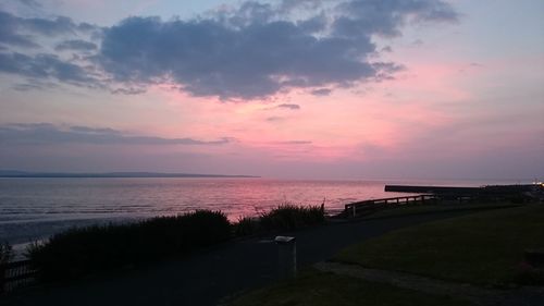 Scenic view of sea at sunset