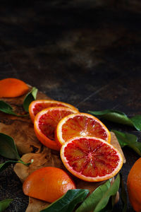 Close-up of orange fruits on table