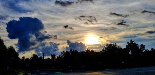 Silhouette trees against sky during sunset