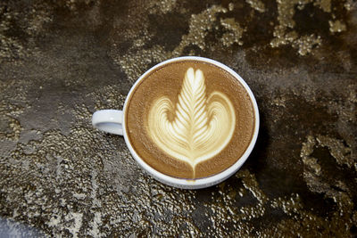 High angle view of coffee on table
