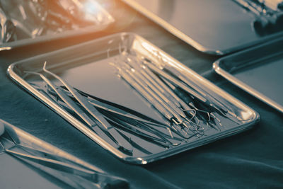 High angle view of food on table