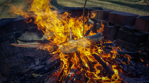 Close-up of bonfire