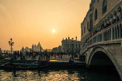 View of buildings at sunset