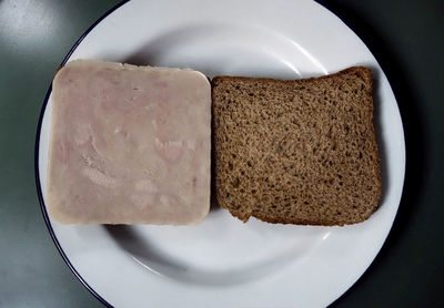 Directly above shot of bread in plate