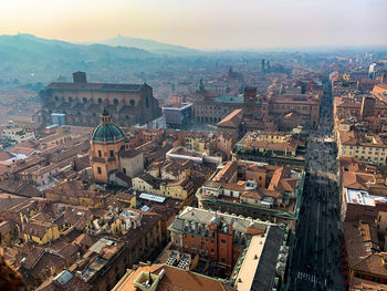High angle view of buildings in city