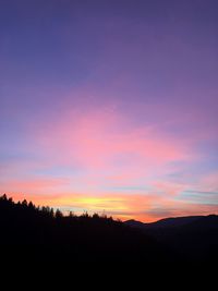 Scenic view of silhouette landscape against sky during sunset