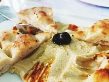 Close-up of served food in plate