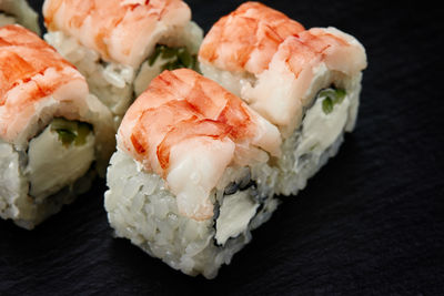 Close-up of sushi in plate