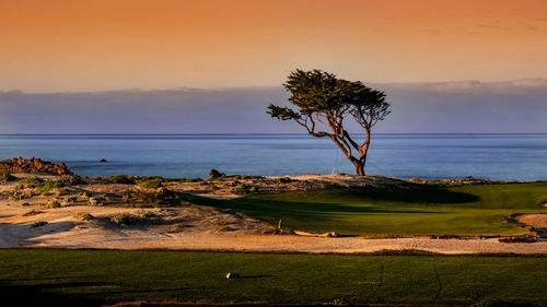 Scenic view of sea against sky during sunset