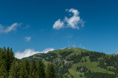 Panoramic view of landscape against blue sky