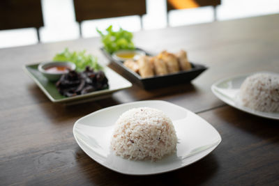 Close-up of food in plate on table