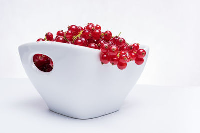 Close-up of strawberry over white background