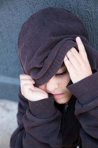 Little boy wearing warm clothing