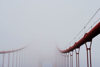 Low angle view of bridge during foggy weather