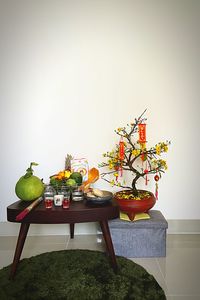 Table and chairs in plate at home