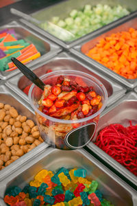 High angle view of food on table