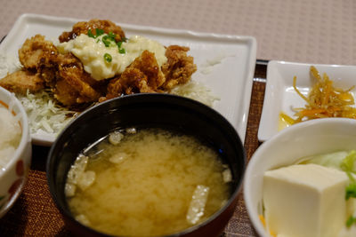 Close-up of food served in plate