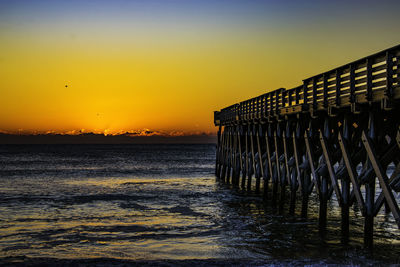 Scenic view of sea against clear sky during sunset