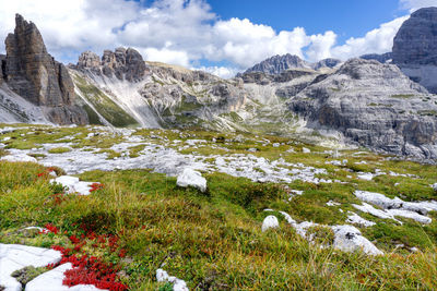 Scenic view of rocky mountains against sky