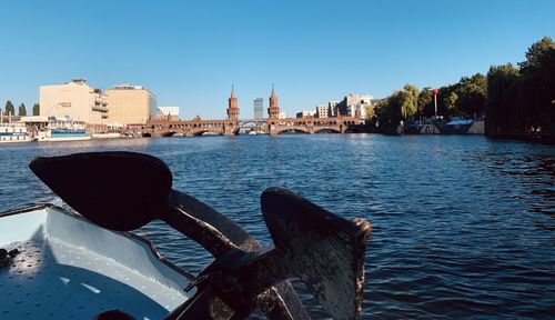 View from the river spree towards the oberbaum bridge