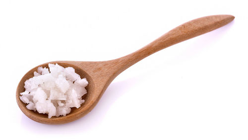 Close-up of cake against white background