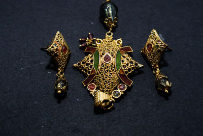 High angle view of painting on table