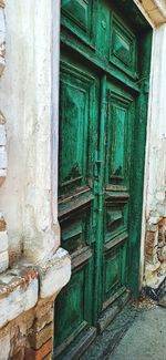 Closed door of old building