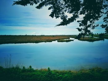 Scenic view of lake against sky