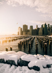 New york waterfront in winter