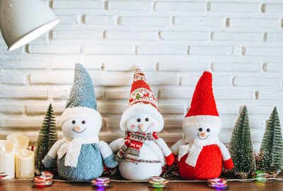 Close-up of christmas decorations on table